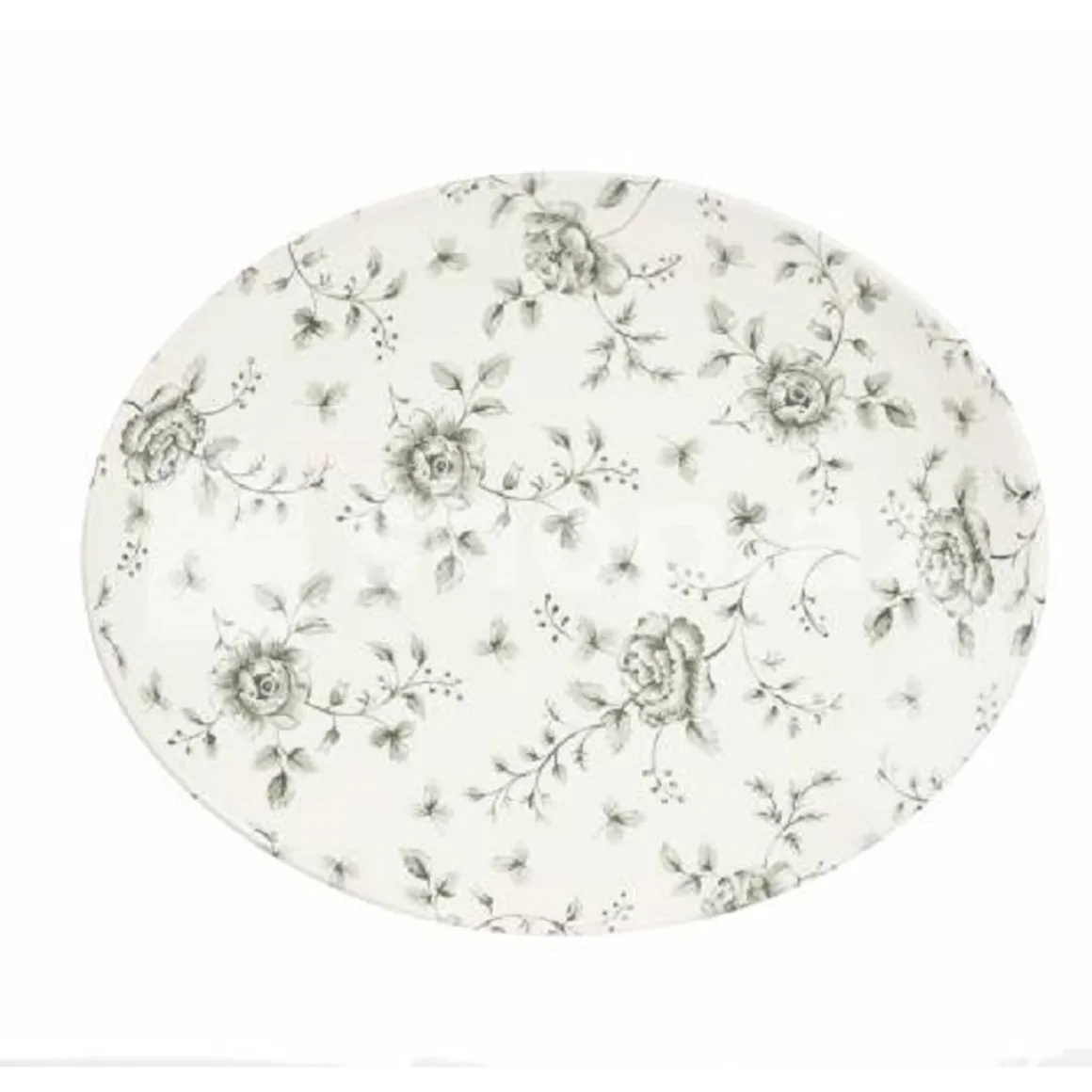 assiette_ovale_coupe_de___0-4.webp Fashion Assiette ovale coupe de 12.5" x 10" à fleurs grises Vintage Prints - Grey Rose Chintz - 12 par boite Vaisselle