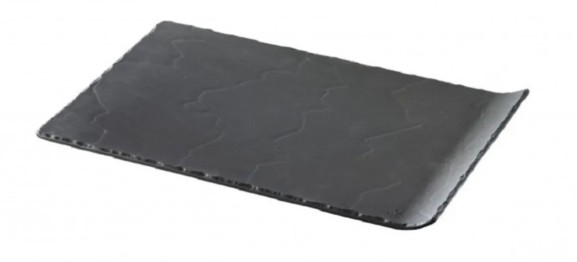 assiette_rectangulaire_de_0-22.webp Sale Assiette rectangulaire de 13" x 7.75" avec 1 côté relevé Basalt - Noire - 3 par boite Vaisselle