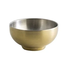 Fashion Bol de 10 oz (4.25") à double paroi en acier inoxydable Harmony - Laiton brossé mat Vaisselle