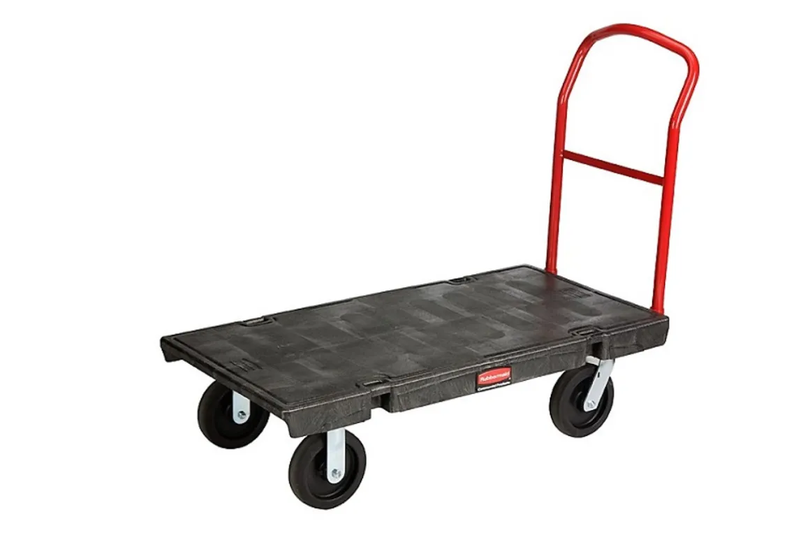 chariot_plateforme_robust_0.webp Clearance Chariot plate-forme robuste de 24" x 48" à poignée simple - Noir Diables Et Chariots Spécialisés
