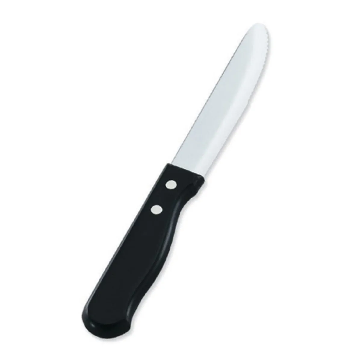 couteau__steak__bout_rond_0.webp Clearance Couteau à steak à bout rond et manche noir - 12 par boite Coutellerie