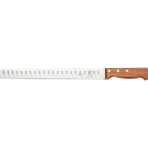 Hot Couteau à trancher à lame alvéolée de 12" à manche en bois de rosier Praxis Couteaux