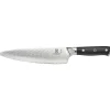 Hot Couteau de chef de 8" avec gravure de feuille à manche ergonomique G10 Damascus Couteaux
