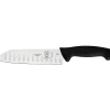 Outlet Couteau Santoku alvéolé de 7" à manche noir Millennia Couteaux