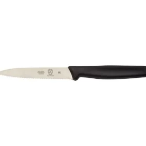 Best Couteau utilitaire dentelé de 4" à manche noir Batterie De Cuisine
