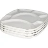 New Ensemble de 4 assiettes à fondue carrées - Blanche - 4 par boite Vaisselle
