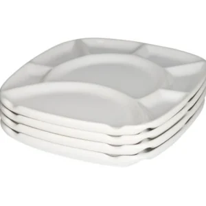 New Ensemble de 4 assiettes à fondue carrées - Blanche - 4 par boite Vaisselle