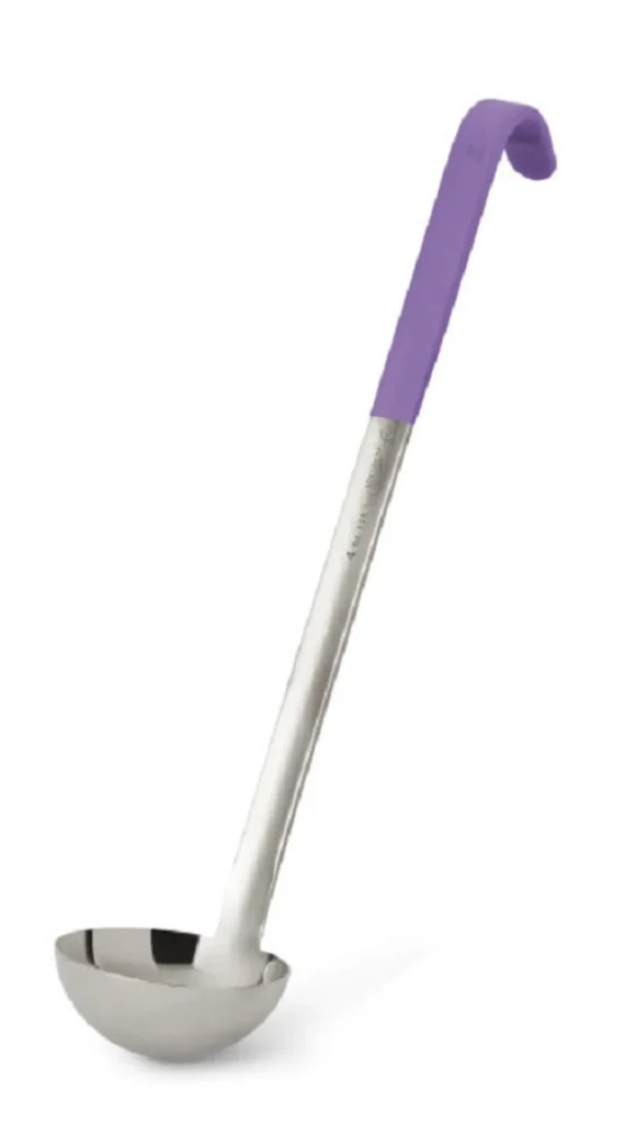 Hot Louche de 4 oz monopièce en acier inoxydable avec manche Kool-Touch mauve Jacob's Pride Ustensiles Et Outils De Cuisine