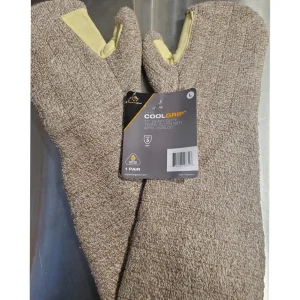 Outlet Mitaine de four de 17" en ratine à doublure résistante à la graisse et l'eau (jusqu'à 600°) - Brune -1 paire Linge De Cuisine Et Vêtements