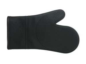 Best Mitaine pour le four anti-chaleur doublée en silicone noire Linge De Cuisine Et Vêtements