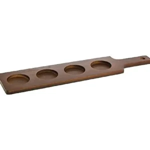 Discount Palette de dégustation de 16 7/8" en bois pour 4 verres - Fini Acajou - 12 par boite Verrerie