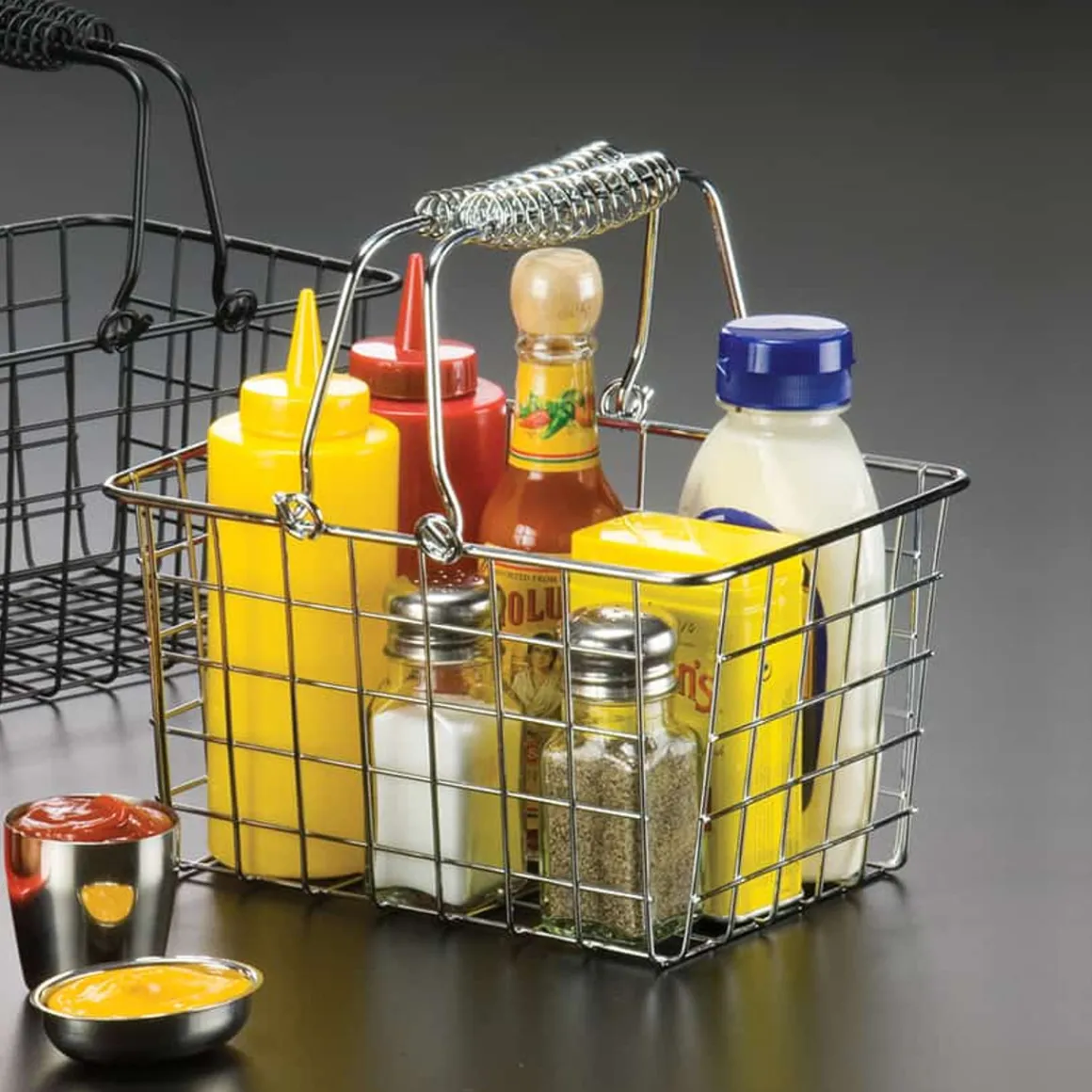 panier__condiments_de__x__0.webp Discount Panier à condiments de 9" x 7" x 5" Chromé Vaisselle De Service