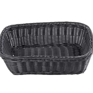 Clearance Panier rectangulaire de 11.5" x 8.5" en rotin - Noir - 6 par boite Vaisselle De Service