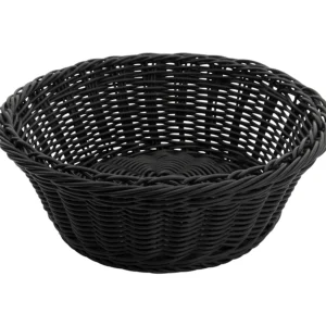 Fashion Panier rond de 8.25" x 3.25" en rotin noir - 12 par boite Vaisselle De Service
