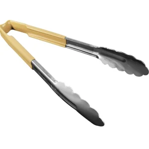 Clearance Pince utilitaire de 9.5" à embout festonné en acier inoxydable avec manche Kool-Touch Ocre Ustensiles Et Outils De Cuisine