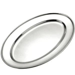 Discount Plateau de service ovale de 14" x 8.75" en acier inoxydable Vaisselle