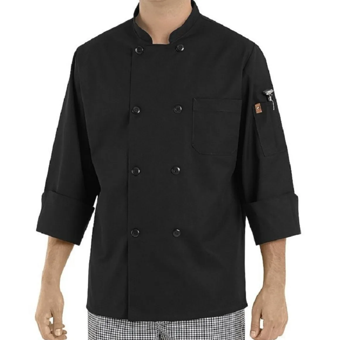 veston_de_chef_noir__peti_0.webp Discount Veston de chef noir - Petit Linge De Cuisine Et Vêtements
