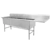 Sale Évier 3 bassins de 24" x 24" x 14" en acier inoxydable - égouttoir de 24" à droite Éviers Commerciaux
