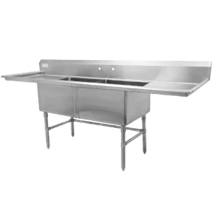 Fashion Évier 2 bassins de 24" x 24" x 14" en acier inoxydable - 2 égouttoirs de 24" Éviers Commerciaux