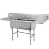 Online Évier 2 bassins de 18" x 18" x 11" en acier inoxydable - 2 égouttoirs de 18" Éviers Commerciaux