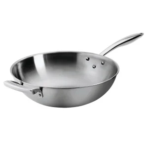 Hot Wok de 12" en acier inoxydable à 3 couches Thermalloy Batterie De Cuisine